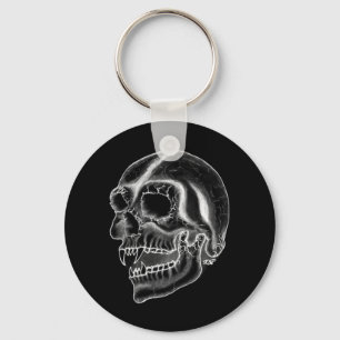Vampir skull black and white design key ring