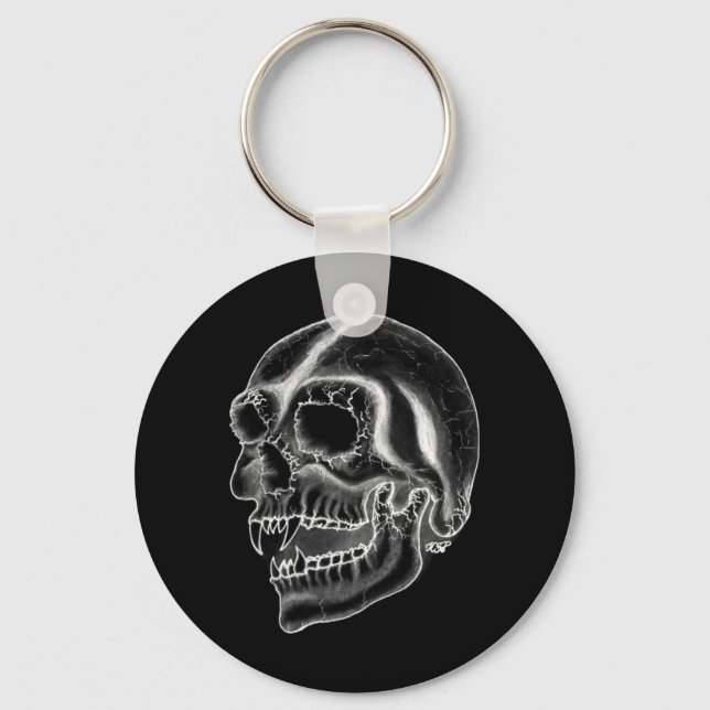 Vampir skull black and white design key ring (Front)