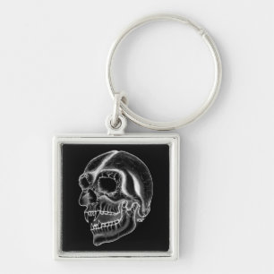 Vampir skull black and white design key ring