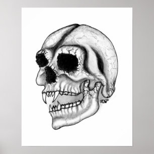 Vampir skull black and white design poster