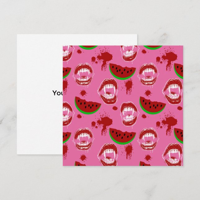 Vampire and Watermelon Summerween Party Pink Card (Front/Back)