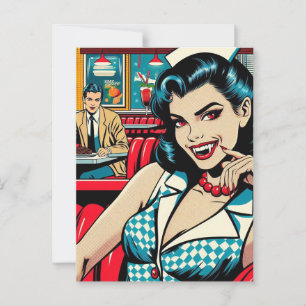 Vampire at the Retro Diner Postcard