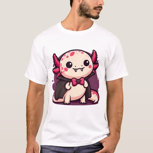 Vampire Axolotl Cute Creepy Gothic Amphibian T-Shirt (Front)