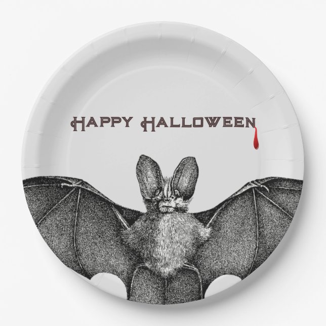 Vampire Bat Halloween  Paper Plate (Front)