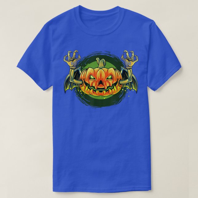 Vampire bat Halloween pumpkin head  T-Shirt (Design Front)
