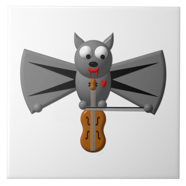 Vampire Bat Playing the Violin Tile (Front)