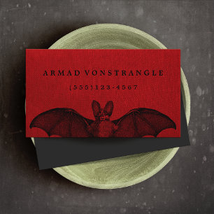 Vampire Bat Red Halloween Calling Card
