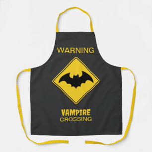 Vampire Bat Warning Halloween Apron