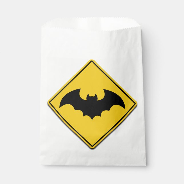 Vampire Bat Warning Halloween Favour Bags (Front)