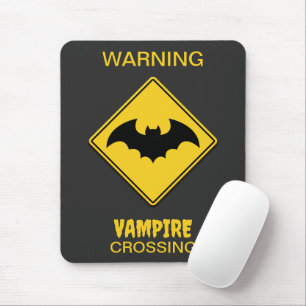 Vampire Bat Warning Halloween Mouse Mat
