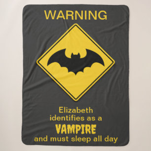 Vampire Bat Warning Halloween Sherpa Blanket