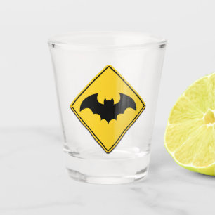 Vampire Bat Warning Halloween Shot Glass