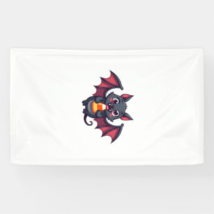 Vampire Bat with Candy � Cute Halloween T-Shirt Banner