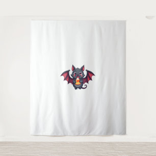 Vampire Bat with Candy – Cute Halloween T-Shirt Tapestry