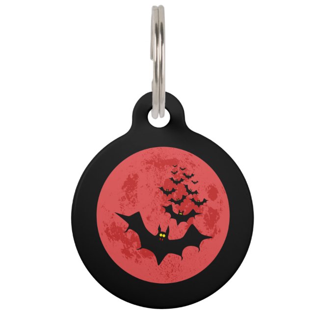 Vampire Bats Against The Red Moon Pet Tag (Front)