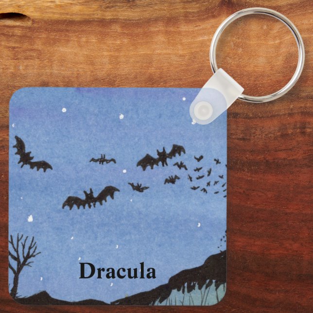 Vampire Bats Halloween Key Ring (Back)