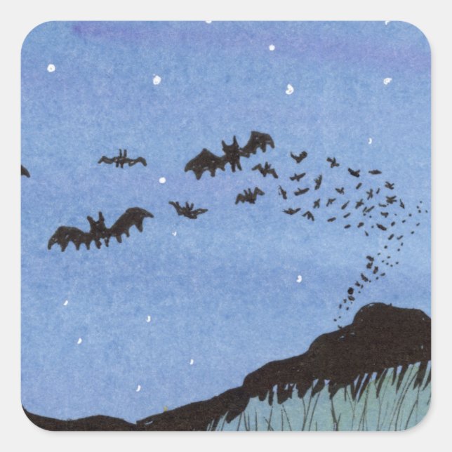 Vampire Bats Halloween Square Sticker (Front)