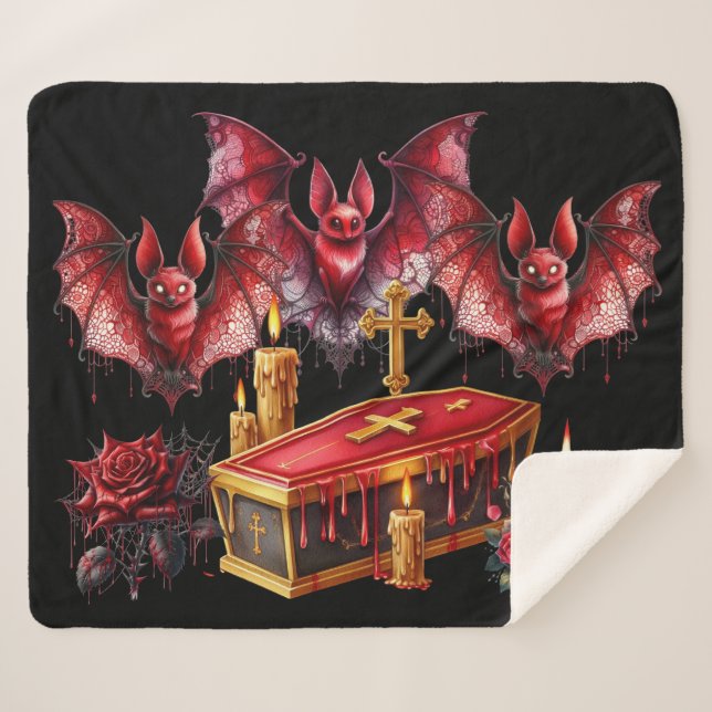 Vampire Bats Sherpa Blanket (Front (Horizontal))