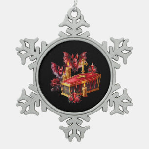 Vampire Bats Snowflake Pewter Christmas Ornament
