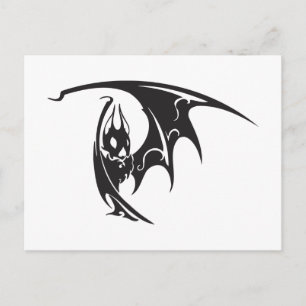 Vampire Bats Tattoo Style Artwork Black White Postcard