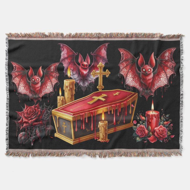 Vampire Bats Throw Blanket (Front)