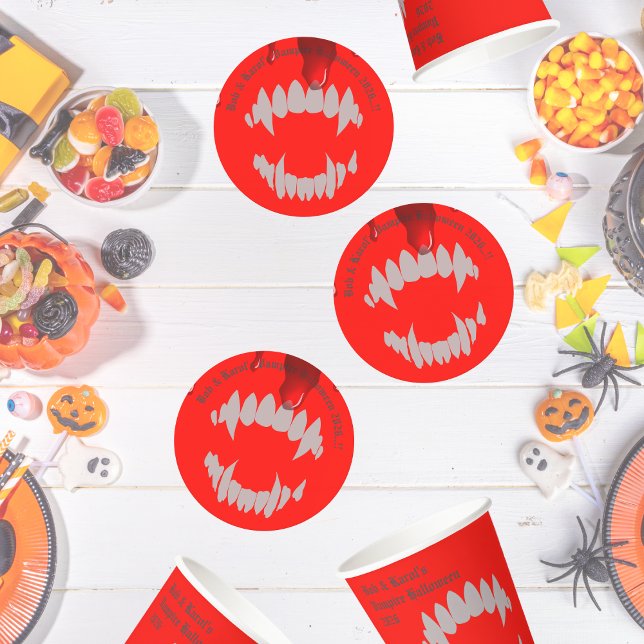 Vampire Bite Halloween Party Round Paper Coaster (Vampire Bite Halloween Party Round Paper Coaster)