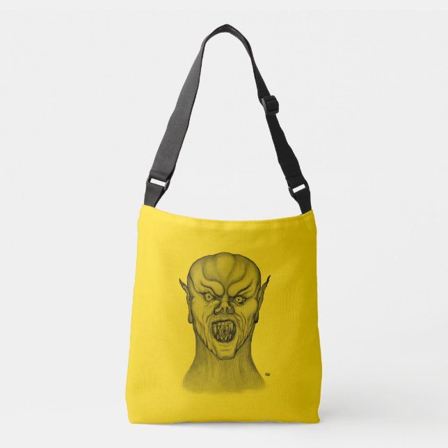 Vampire , Black and Yellow Design Crossbody Bag (Front)