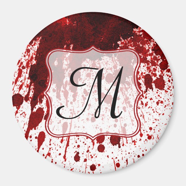 Vampire Blood Dripping Monogram Initial Magnet (Front)