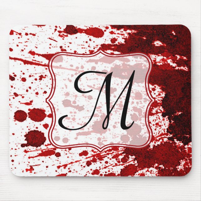 Vampire Blood Dripping Monogram Initial Mouse Pad (Front)