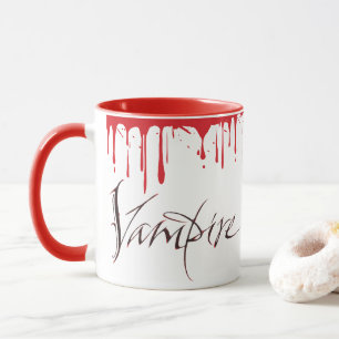 Vampire Blood Morning Coffee Halloween Lettering Mug