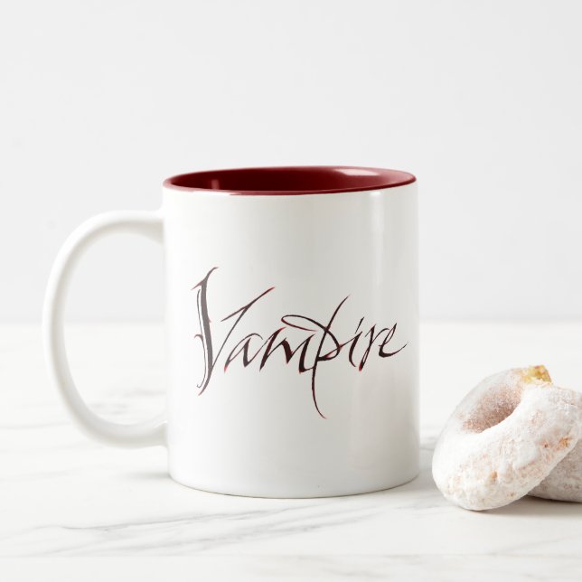 Vampire Blood Mug Spooky Halloween Letter Gothic (With Donut)