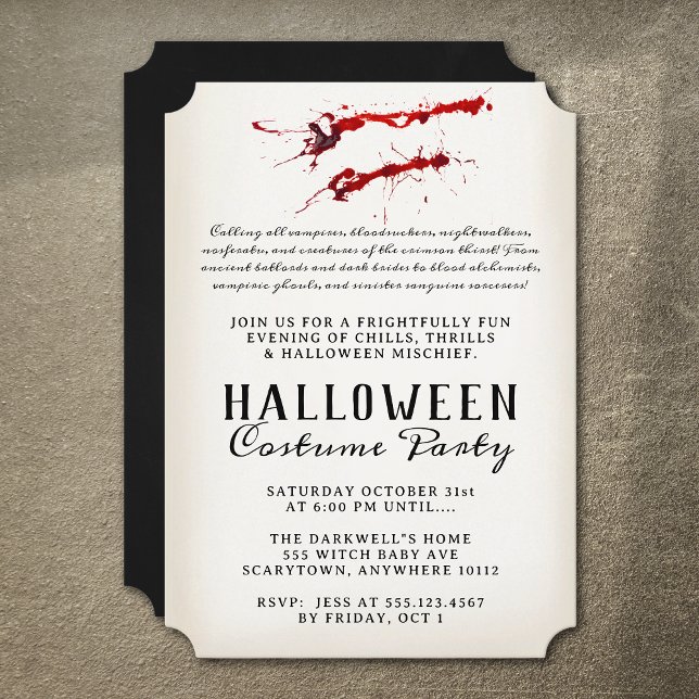 Vampire Blood Vintage Halloween Party  Invitation (Creator Uploaded)