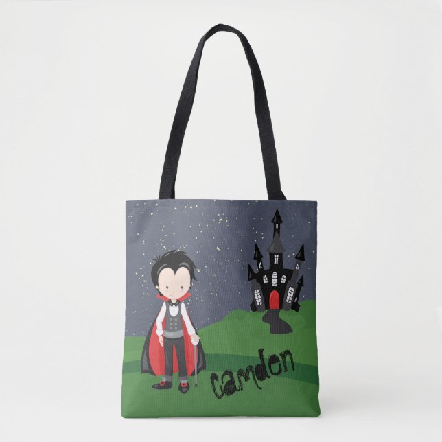 Vampire Boy Halloween Kid's Personalised Tote Bag (Front)