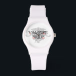 Vampire Bride Watch<br><div class="desc">What the elegant undead wear... .to a Vampire Wedding Elegant Gothic ornaments with Vampire Bride in black lettering with blood-red highlights great gift for those Vampire Lovers taking the "final" plunge or for your own Vampire Wedding.</div>