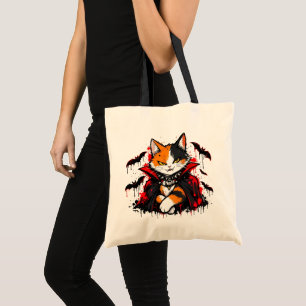 Vampire Calico Cat Halloween Tote Bag