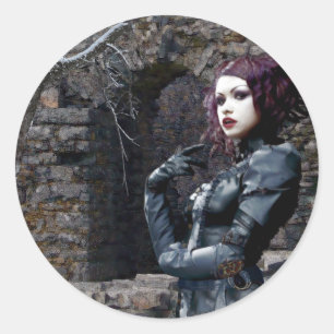 Vampire Castle Original Art By E.L.D. Classic Round Sticker