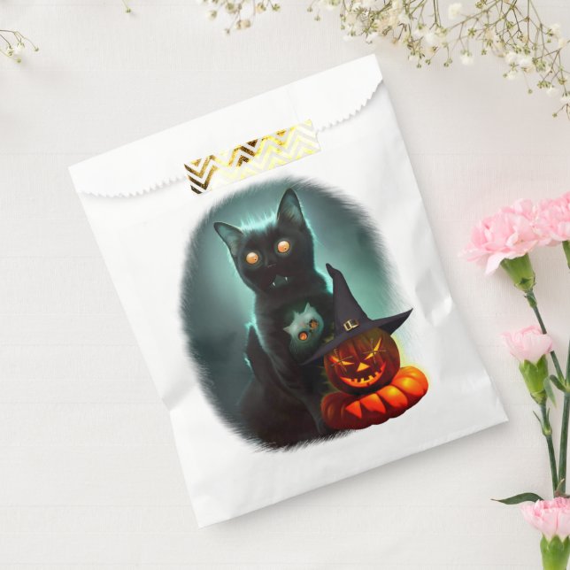 Vampire Cat and Wizard Pumpkin Halloween Surreal  Favour Bags (Sealed)