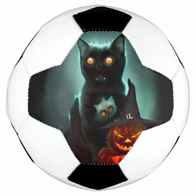 Vampire Cat and Wizard Pumpkin Halloween Surreal   Football (Front)
