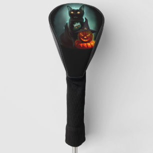 Vampire Cat and Wizard Pumpkin Halloween Surreal   Golf Head Cover