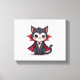 Vampire Cat – Cute Halloween Pet Tee Canvas Print