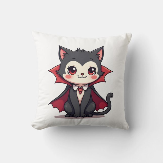Vampire Cat � Cute Halloween Pet Tee Cushion (Front)