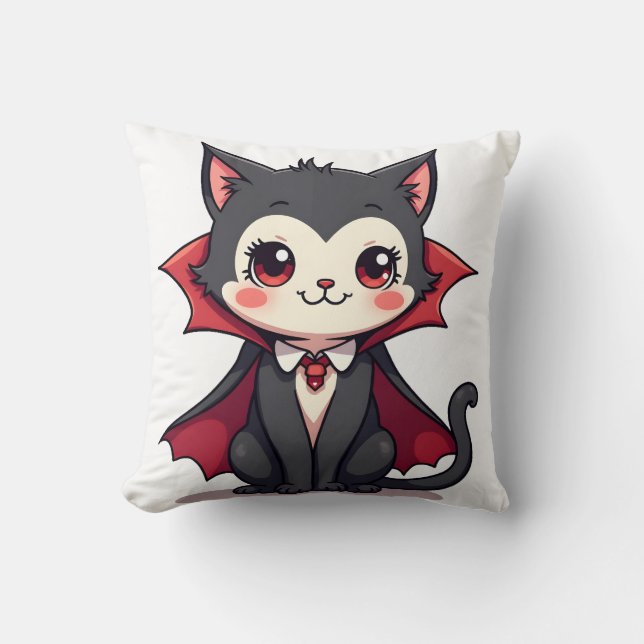 Vampire Cat � Cute Halloween Pet Tee Cushion (Front)