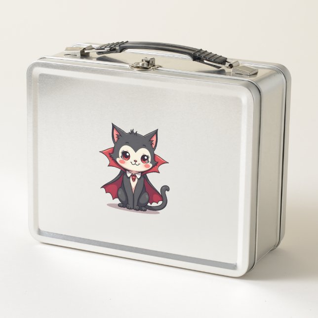 Vampire Cat � Cute Halloween Pet Tee Metal Lunch Box (Front)