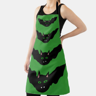 Vampire Cat Faced Bat Halloween Apron
