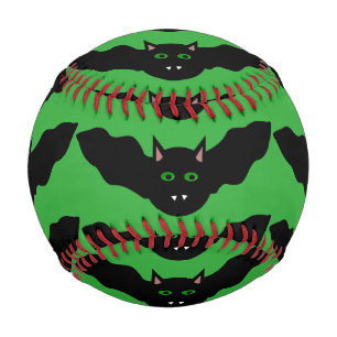 Vampire Cat Faced Bat Halloween Baseball