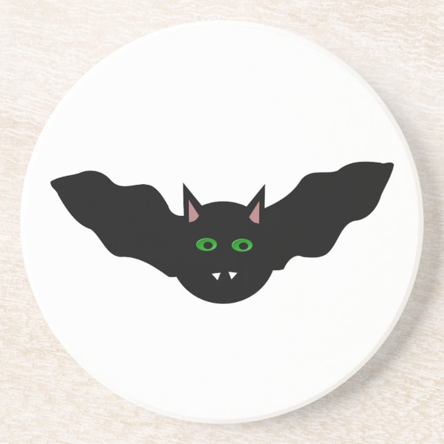 Vampire Cat Faced Bat Halloween Coasters (Front)