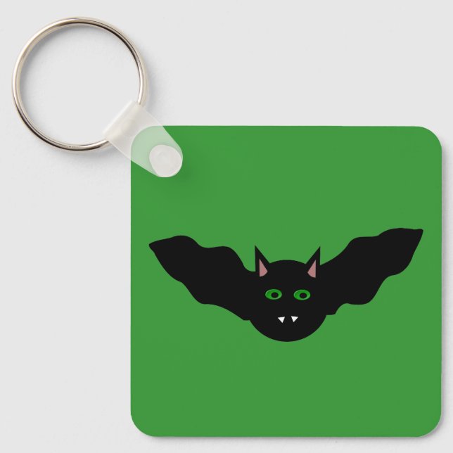 Vampire Cat Faced Bat Halloween Custom Key Ring (Front)