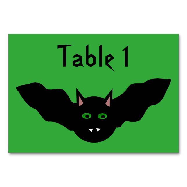 Vampire Cat Faced Bat Halloween Custom Tablecards Table Number (Front)