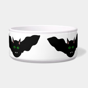 Vampire Cat Faced Bat Halloween Dog Bowl