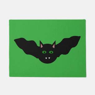 Vampire Cat Faced Bat Halloween Doormat